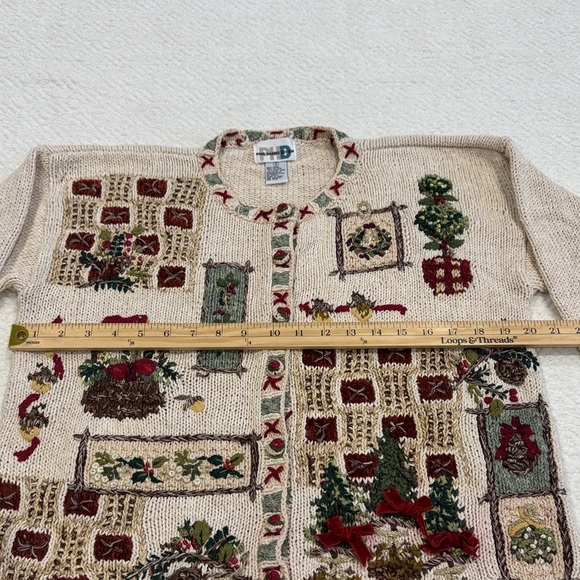 VINTAGE Paul Harris Design Women's Cream Cardigan Sz S - Picture 3 of 9